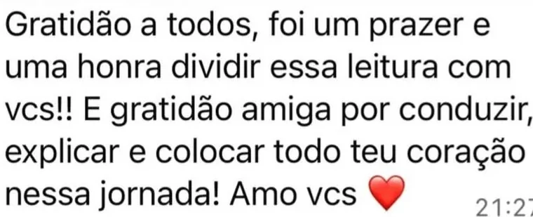 Mensagem de participante ao final da Jornada O Caibalion