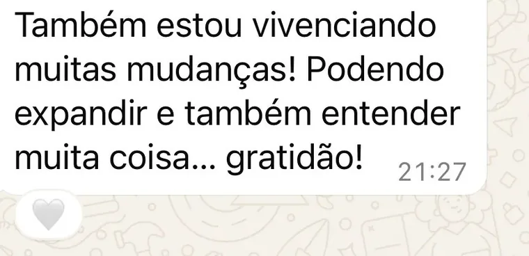 Mensagem de participante depois de um atendimento individual