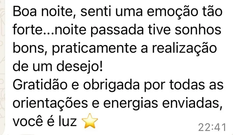 Mensagem de participante depois de um envio energético