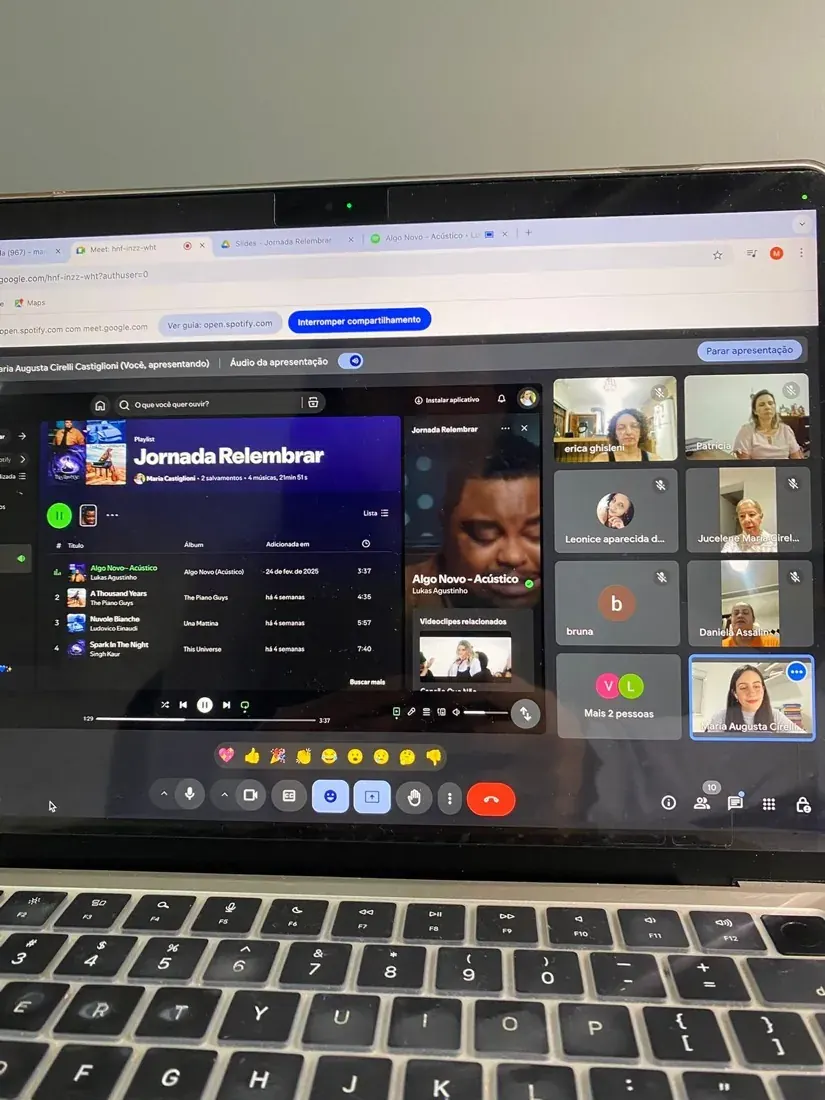 Tela de um encontro em grupo conduzido pela Maria
