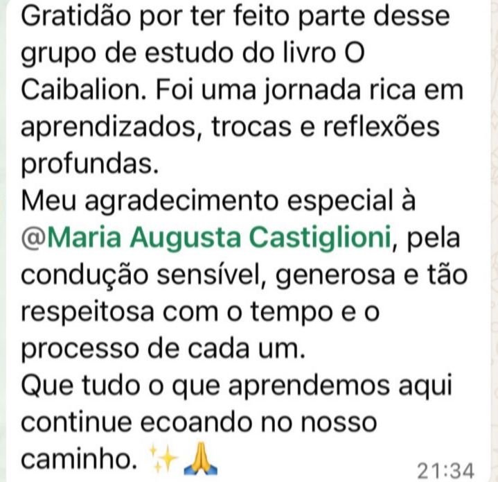 Mensagem de uma participante da Jornada Relembrar