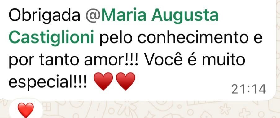 Mensagem de uma participante da Jornada Relembrar